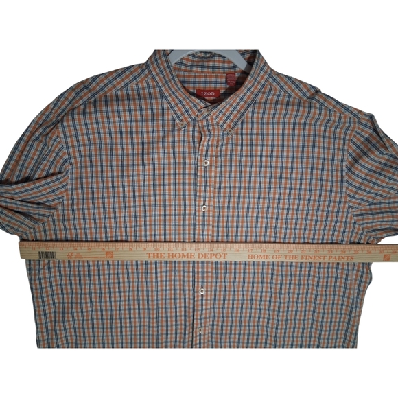 EUC IZOD Sz. XXL Blue/ Orange Slim Fit Long Sleeve Casual Button Down Shirt - Picture 4 of 10